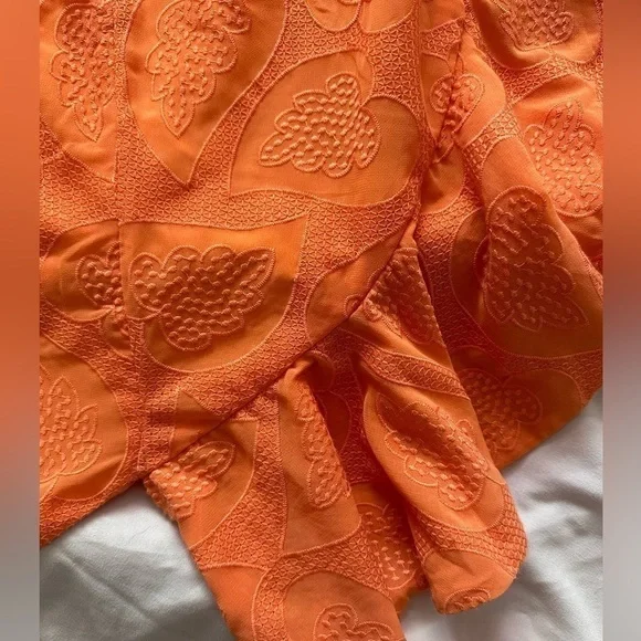 Anthropologie Maeve Slim Ruffle Wrap Skirt in Orange - Size 10 NWT - Picture 5 of 10